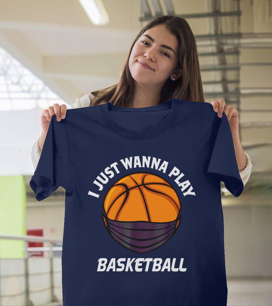 I Just Wanna Play Basketball Masked Basketball Ball T-Shirt
