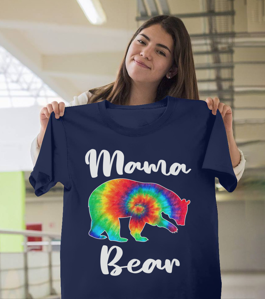Mama Bear Rainbow TieDye Family T-Shirt