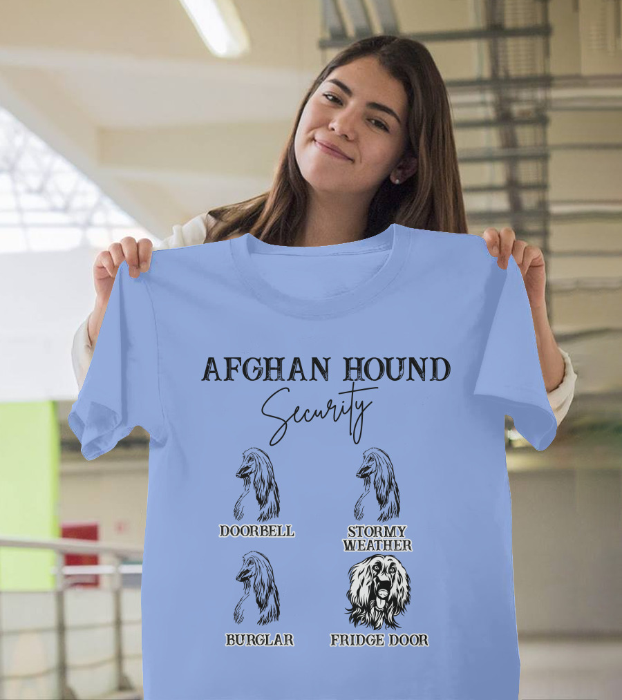 Afghan Hound Security Doorbell Stormy Weather Burglar Fridge Door T-Shirt