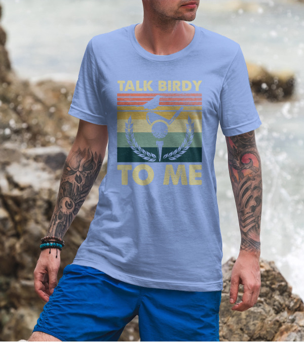 Talk Birdy To Me Vintage Golf Bird Laurel Wreath T-Shirt