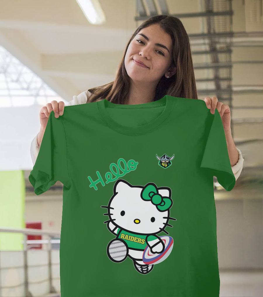 NRL1003 Hello Kitty Canberra Raiders Football T-Shirt