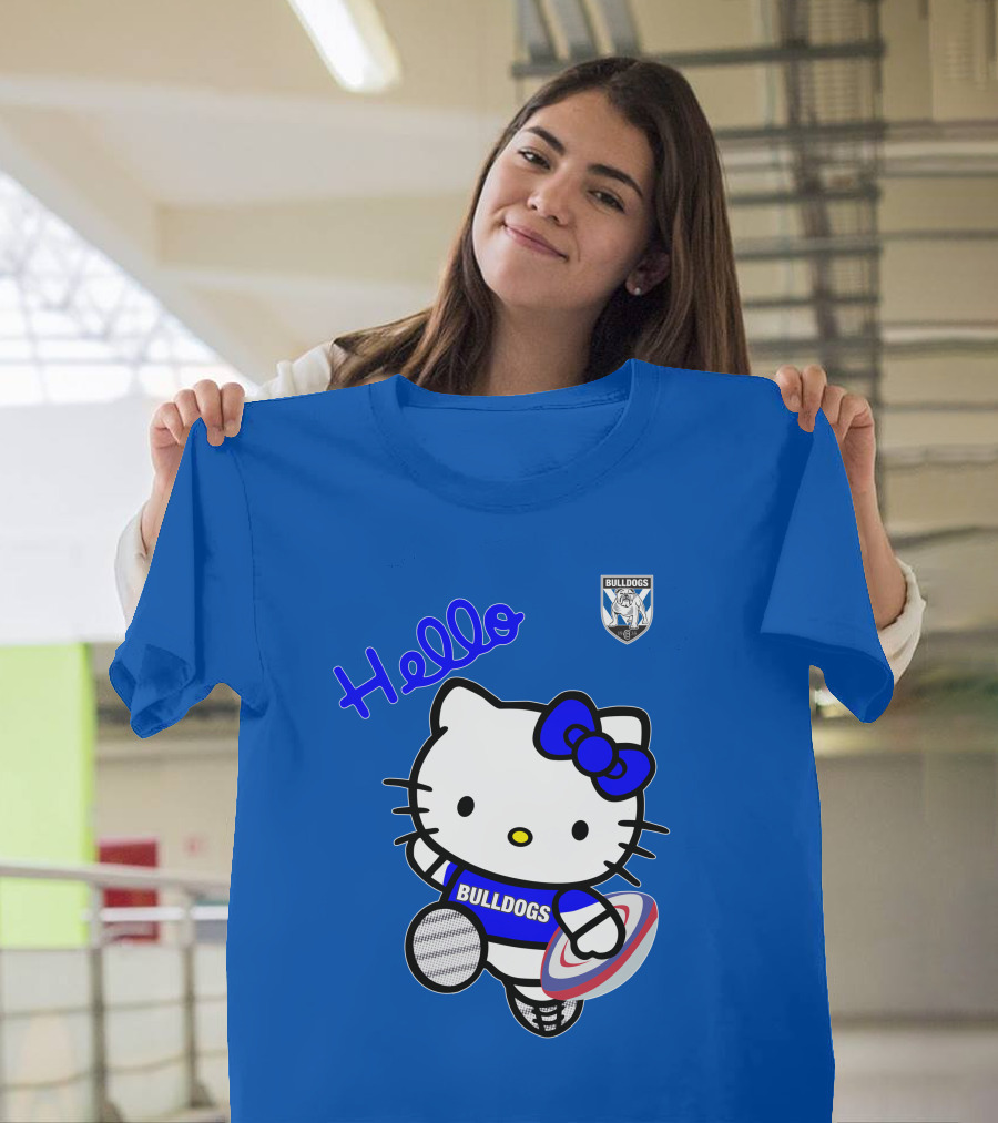 NRL1004 Hello Bulldogs Canterbury Bankstown Hello Kitty T-Shirt