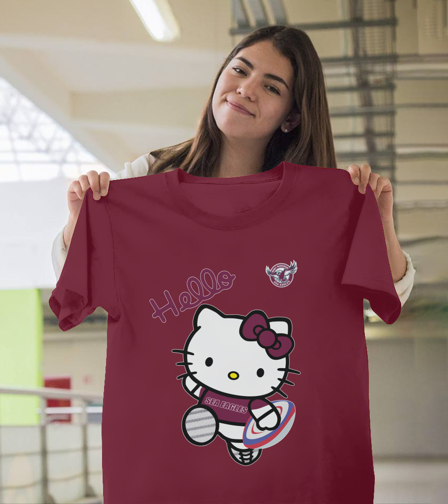 NRL1007 Manly Warringah Sea Eagles Hello Kitty Rugby Fan T-Shirt