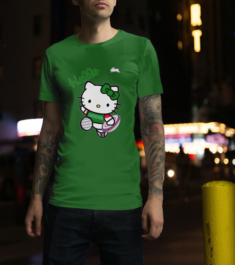 NRL1016 South Sydney Rabbitohs Hello Kitty Rugby Fan Collection T-Shirt