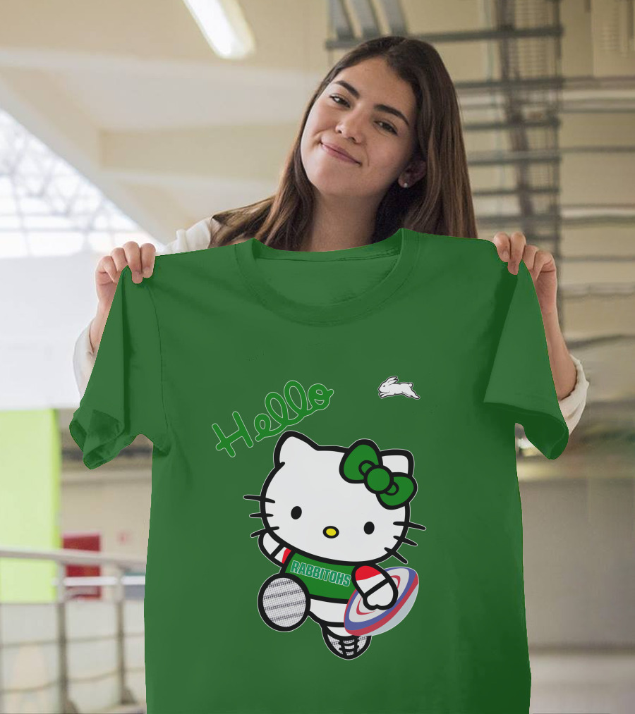 NRL1016 South Sydney Rabbitohs Hello Kitty Rugby Fan Collection T-Shirt