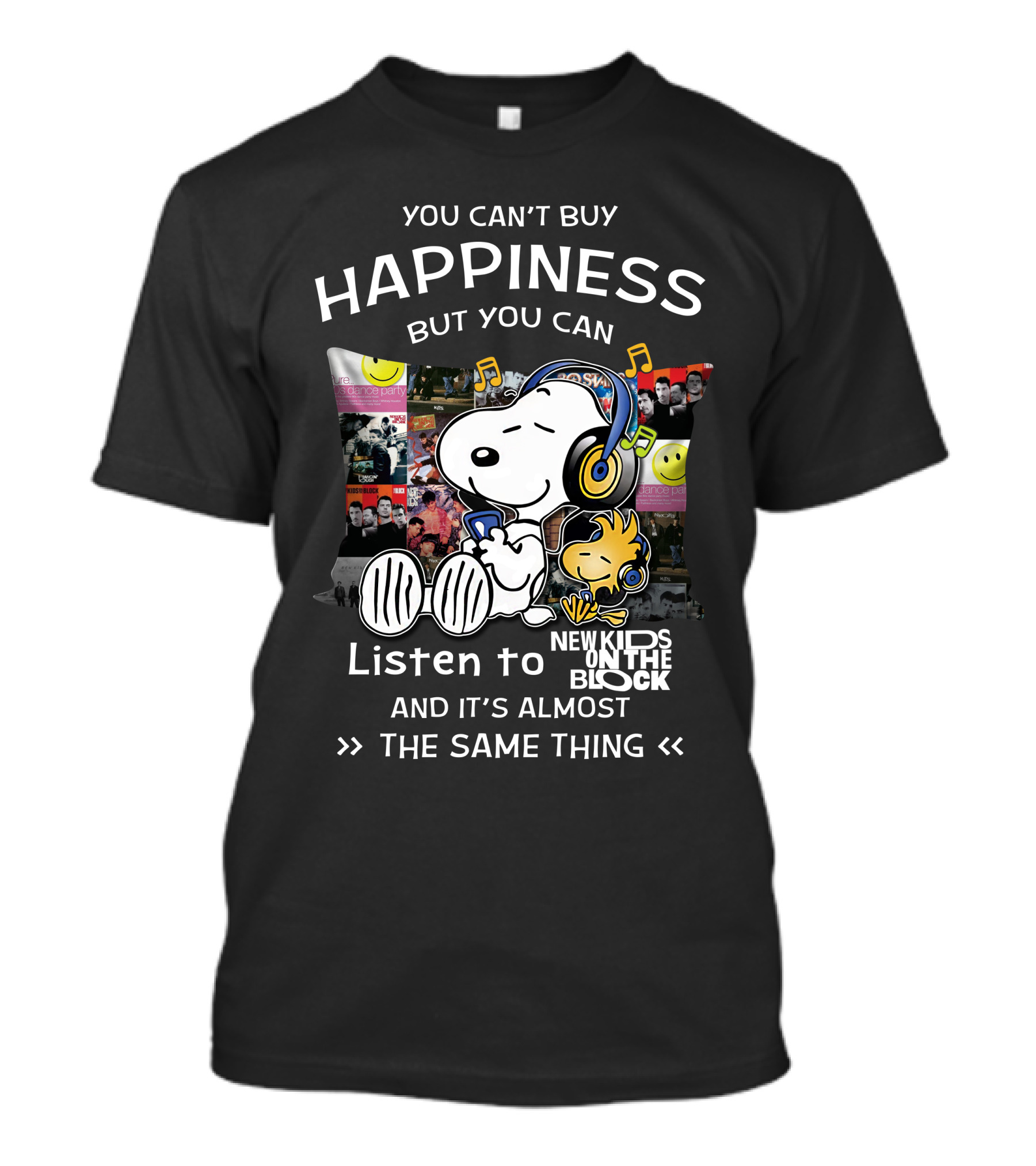 You Can't Buy Happiness But You Can Listen To New Kids On The Block Snoopy Woodstock T-Shirt