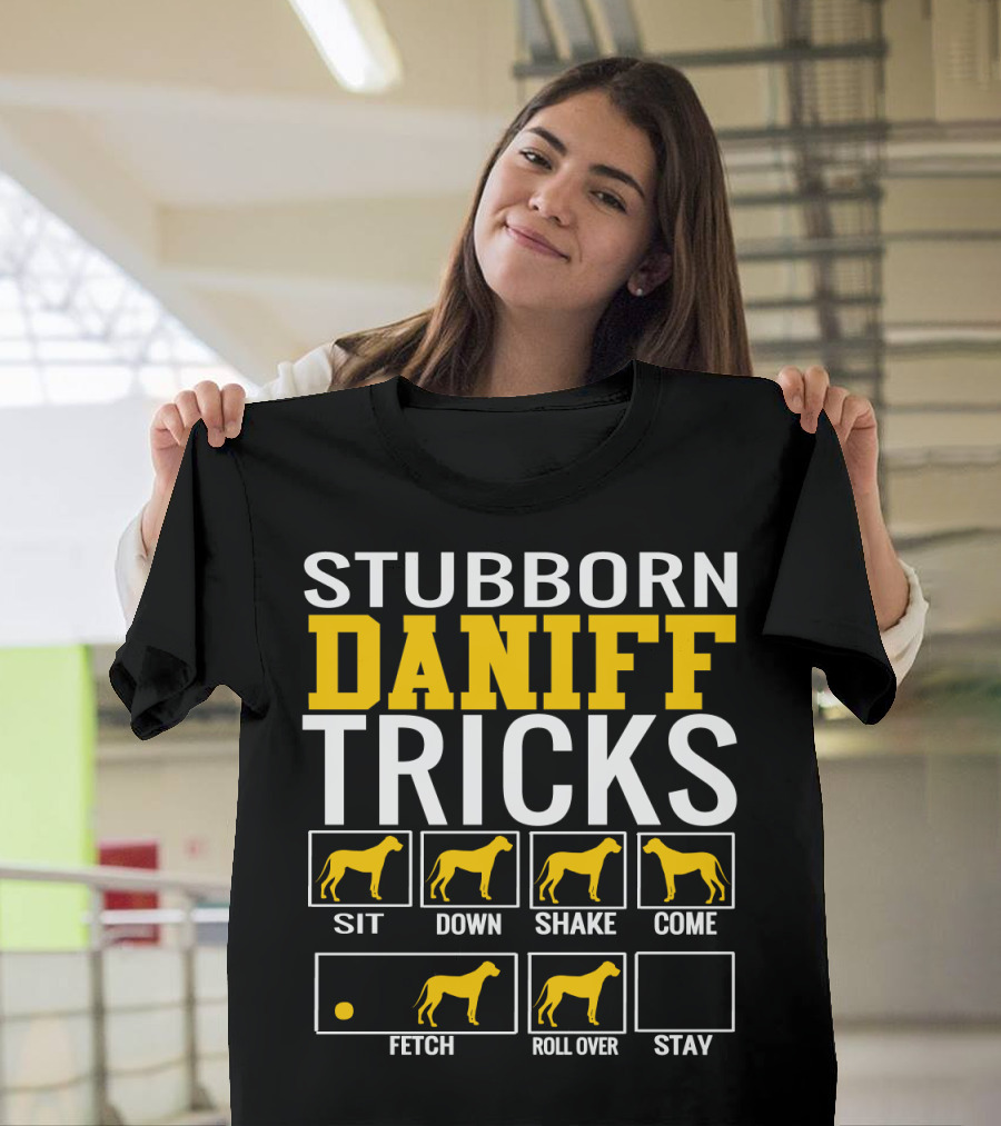 Stubborn Daniff Tricks Sit Down Shake Come Fetch Roll Over Stay T-Shirt