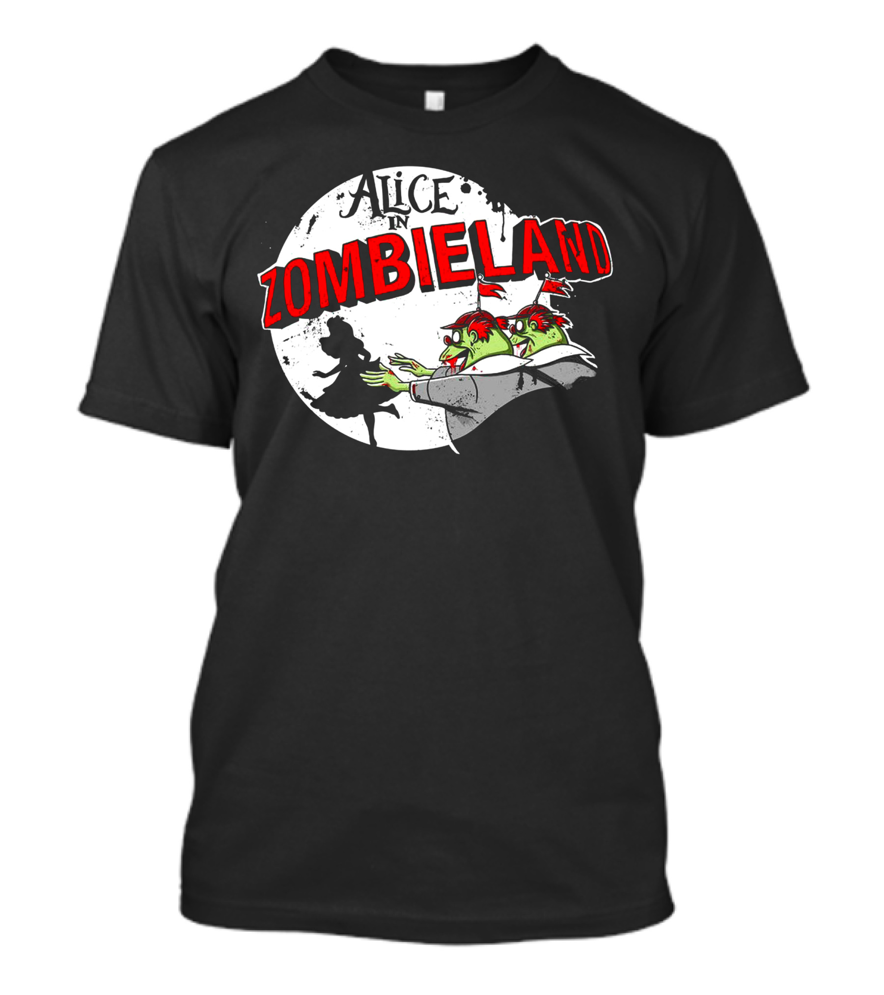 Alice In Zombieland Silhouette And Zombie Moon Combo T-Shirt