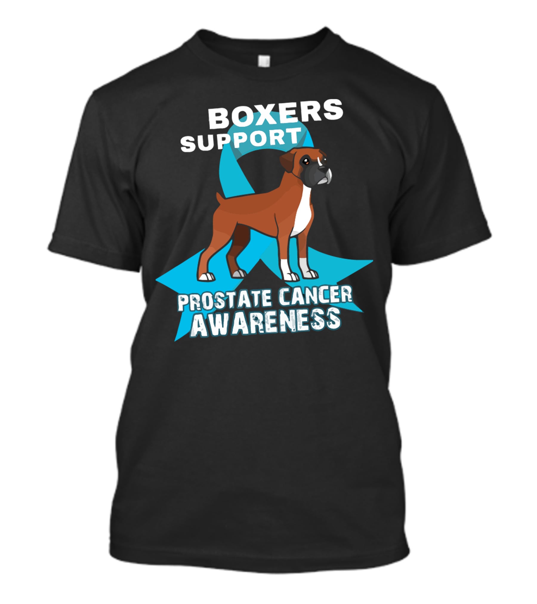 Boxers Support Prostate Cancer Awareness Ribbon Dog T-Shirt