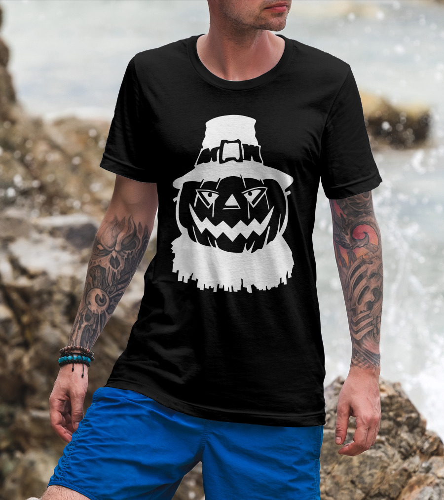Pumpkin Face Scarecrow Hat T-Shirt