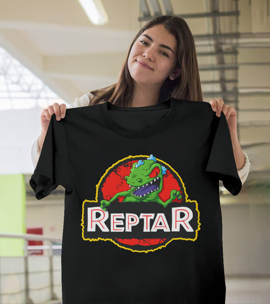 Reptar Dinosaur Red Circle Background Rugrats 90s Nickelodeon T-Shirt