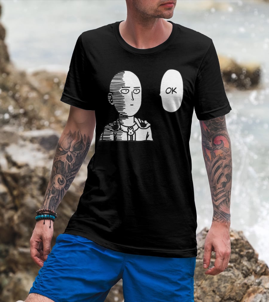 Saitama OK Manga Style Face Expression T-Shirt