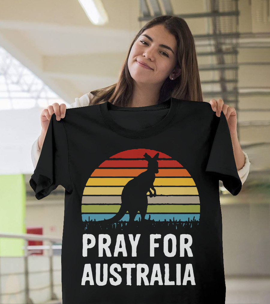 Pray For Australia Kangaroo Sunset T-Shirt