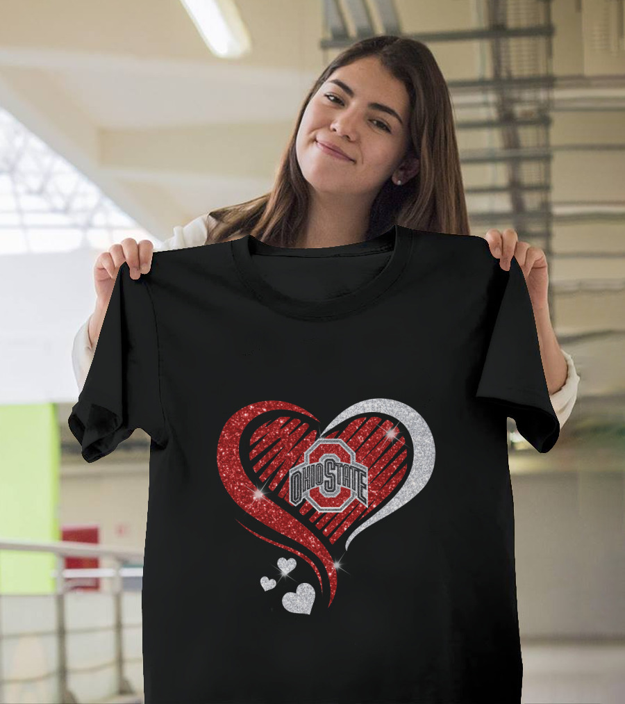 Ohio State Heart Glitter Sparkle T-Shirt