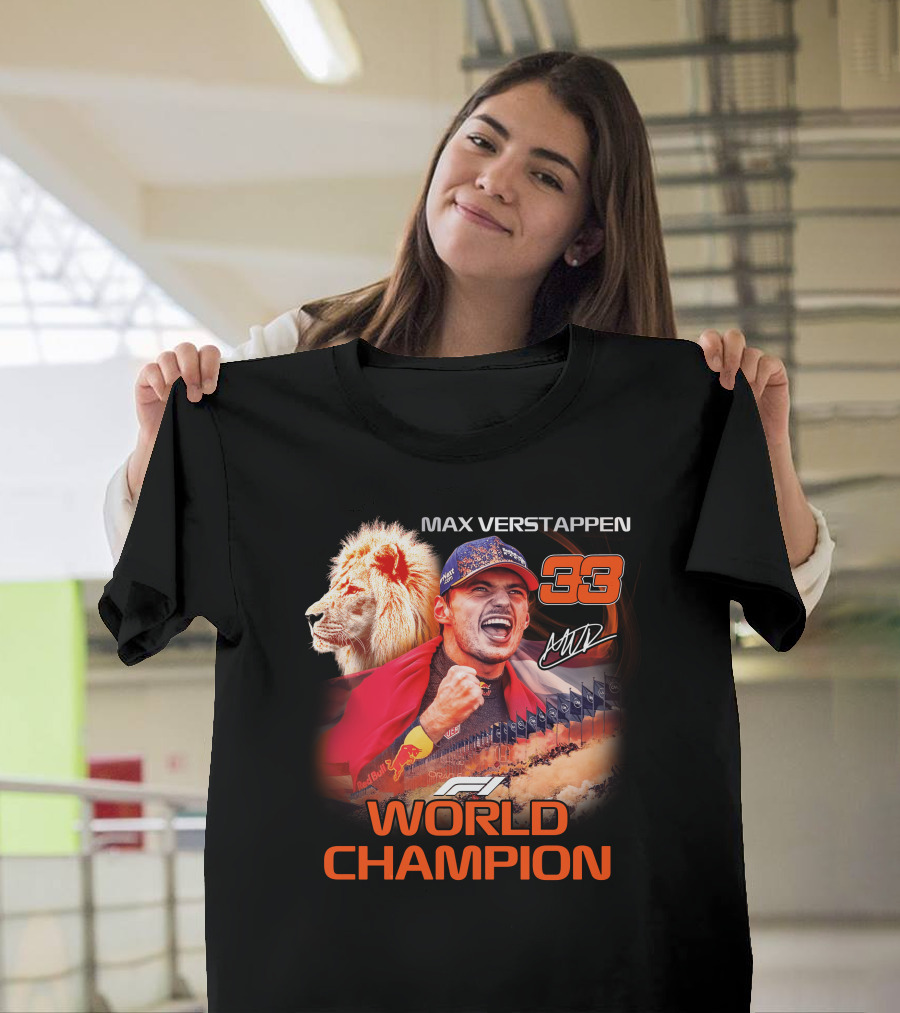 Max Verstappen 33 World Champion Felice Mav Lion F1 T-Shirt