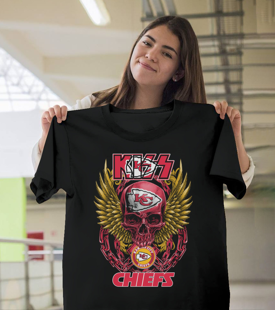 KISS Kansas City Chiefs Winged Skull and Chains T-Shirt