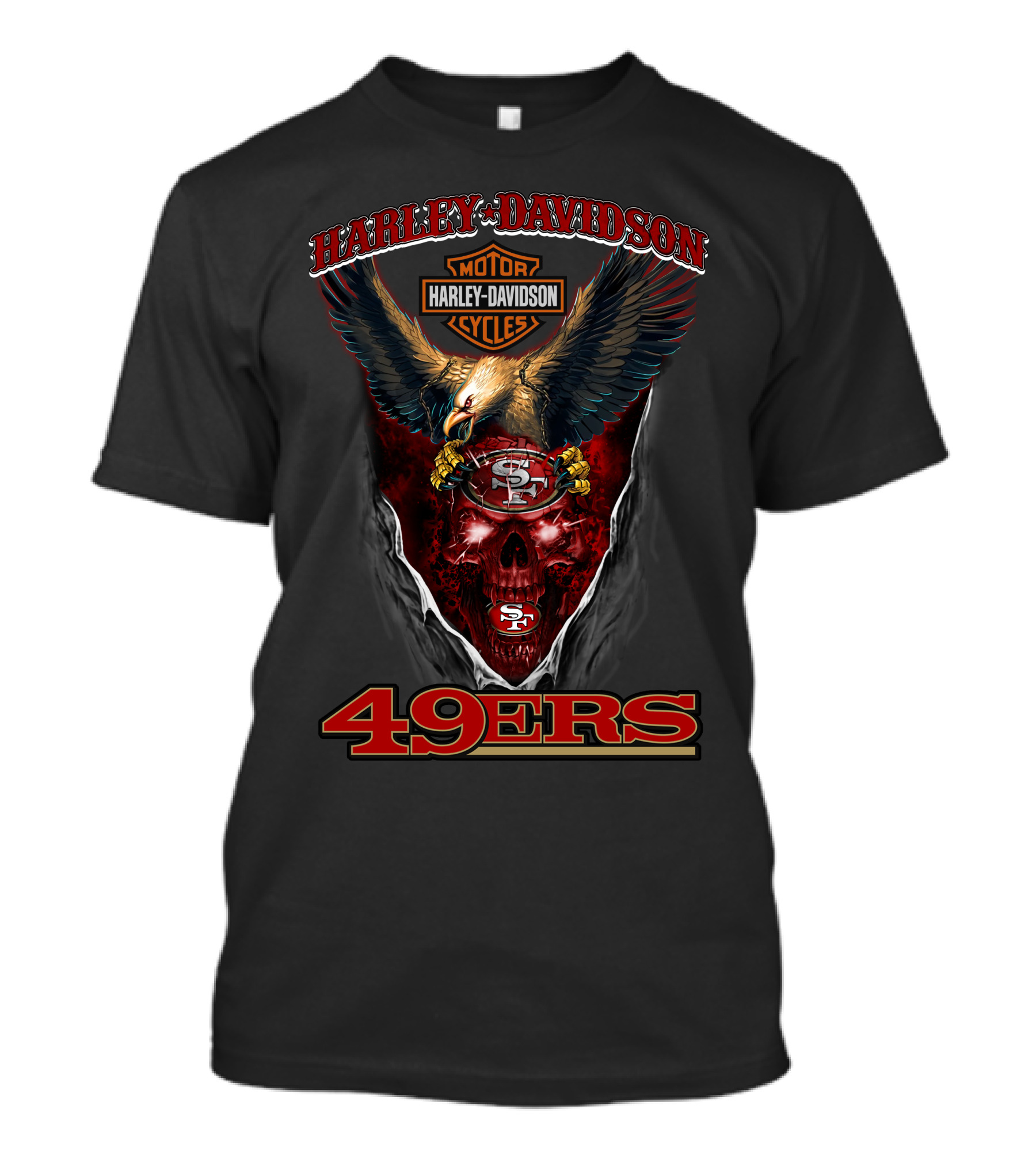 Harley Davidson San Francisco 49ers Eagle And Skull T-Shirt