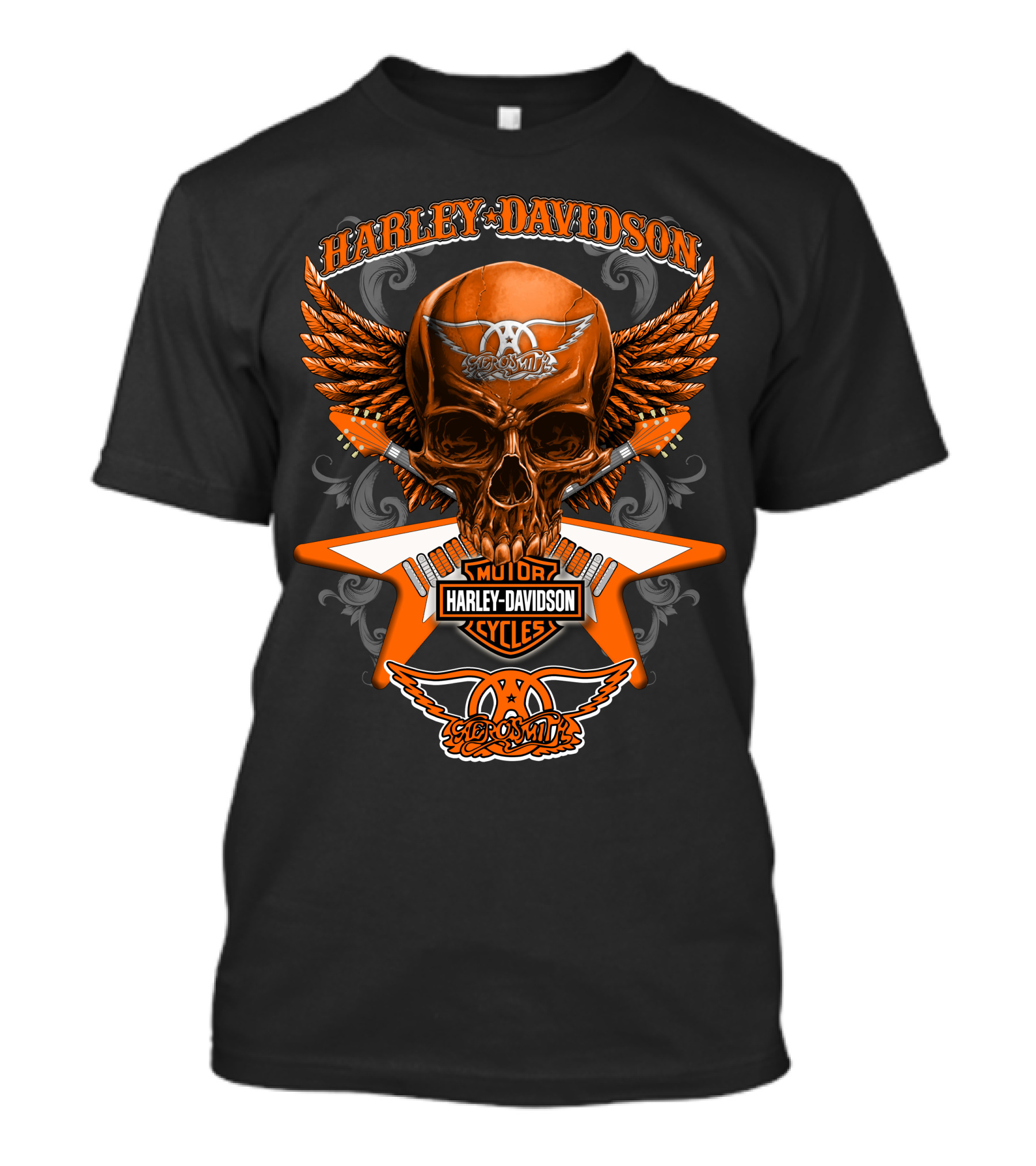 Harley Davidson Aerosmith Motorcycles Skull Wings Hd0304 T-Shirt