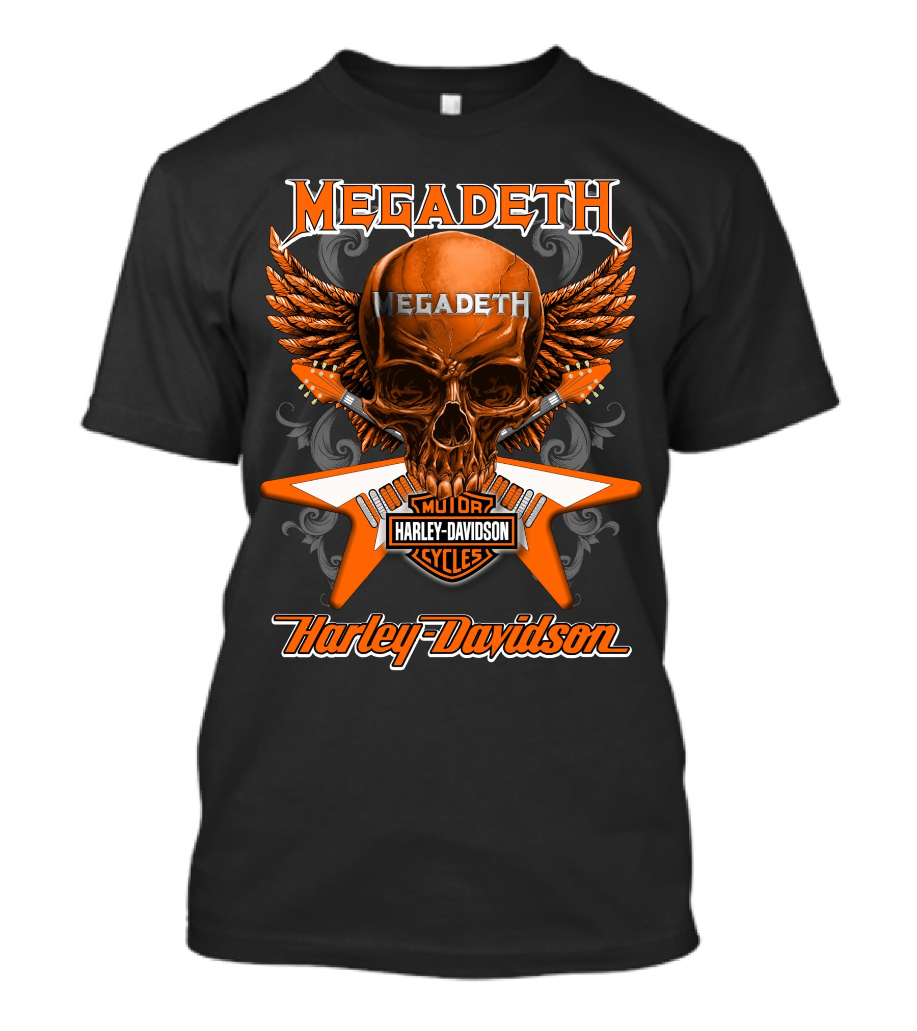 Megadeth Harley Davidson Motor Cycles Skull Wings T-Shirt