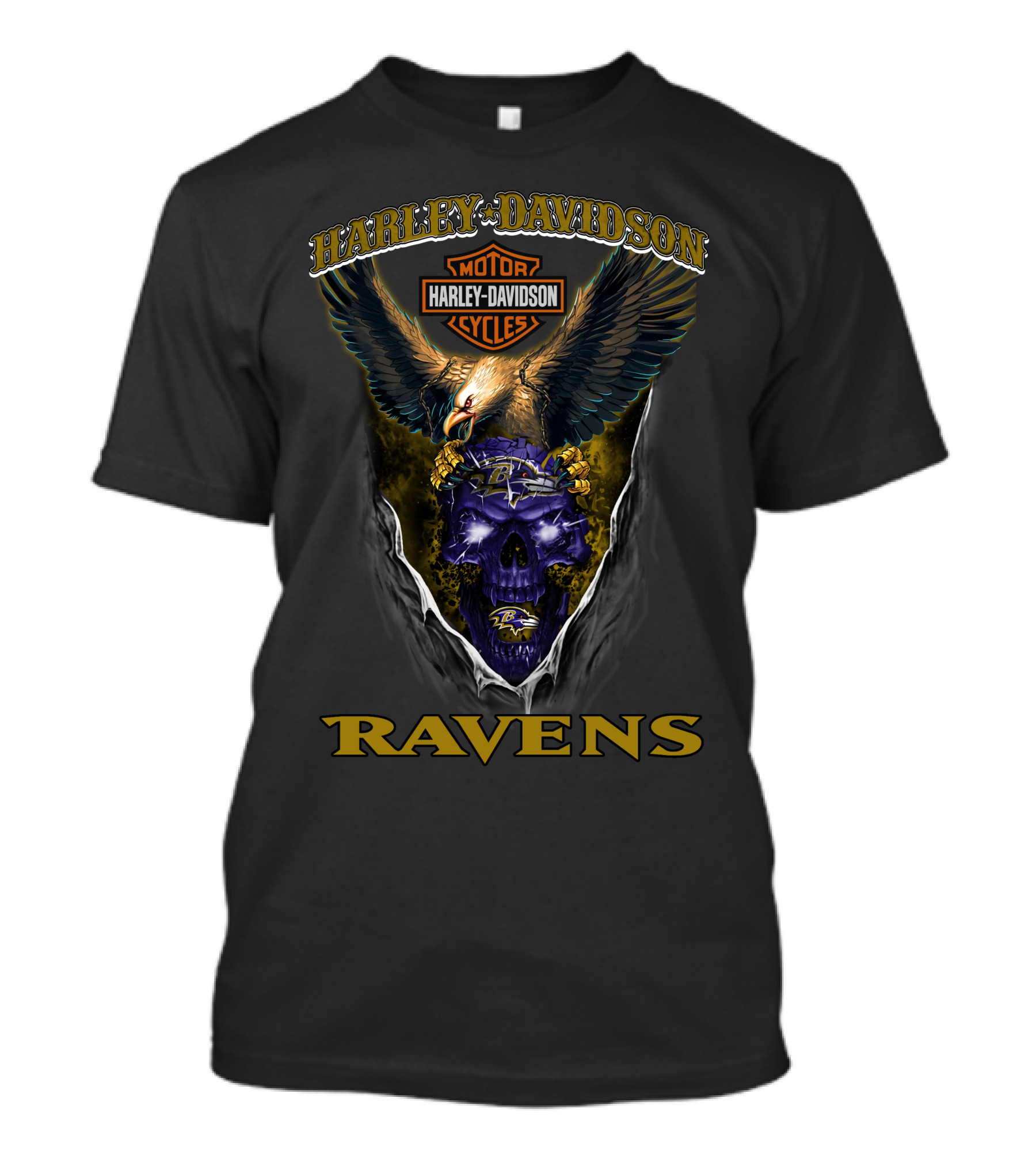 Harley Davidson Motor Cycles Ravens Baltimore Hd29Nfl T-Shirt