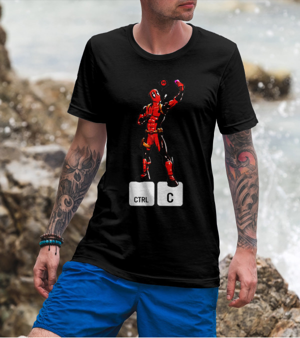 DEADPOOL CTRL C Keyboard Parody Selfie Gaming T-Shirt