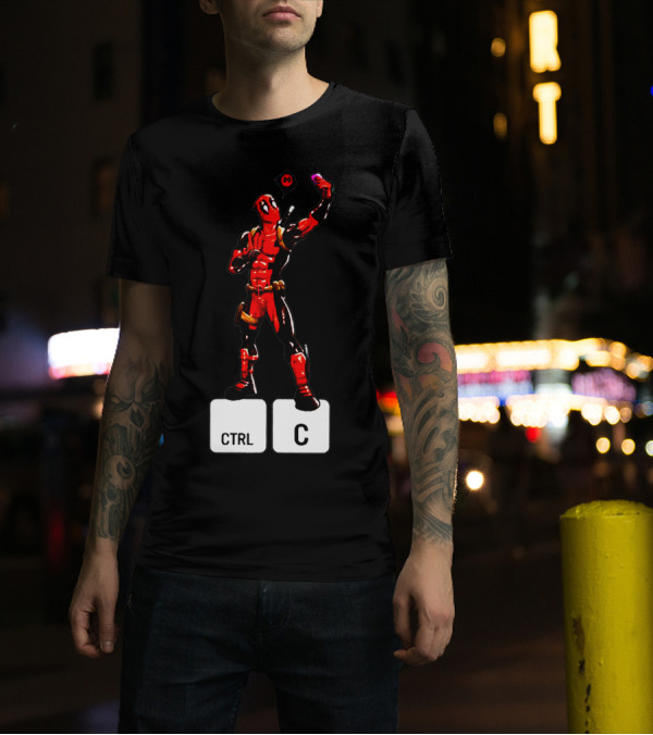 DEADPOOL CTRL C Keyboard Parody Selfie Gaming T-Shirt