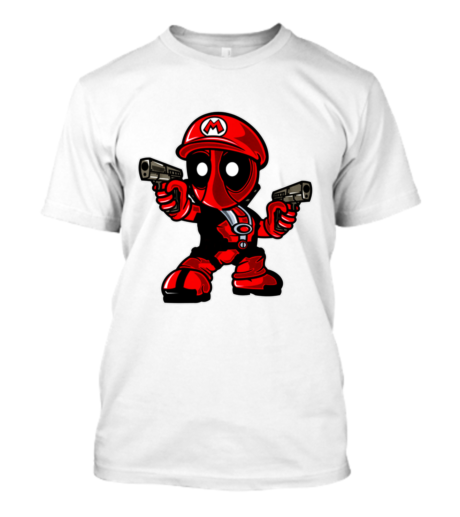 Deadpool Mario Parody Crossover Character With Guns T-Shirt