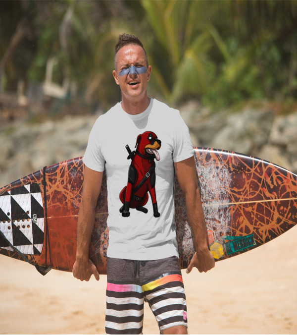 Deadpool Rottweiler Comic Style Crossover Superhero Dog T-Shirt