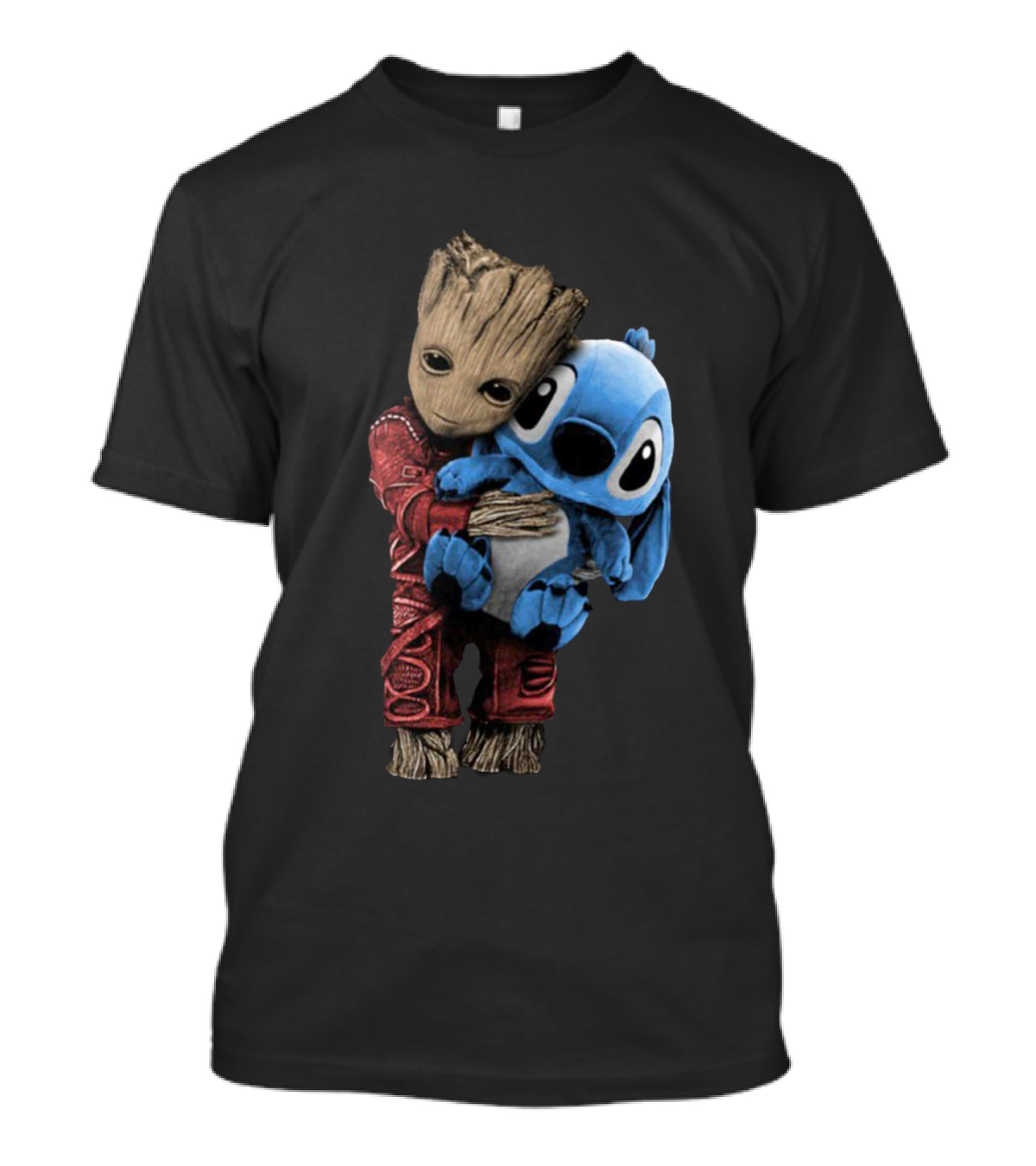 Groot And Baby Stitch Hugging Compilation Disney Marvel Crossover T-Shirt