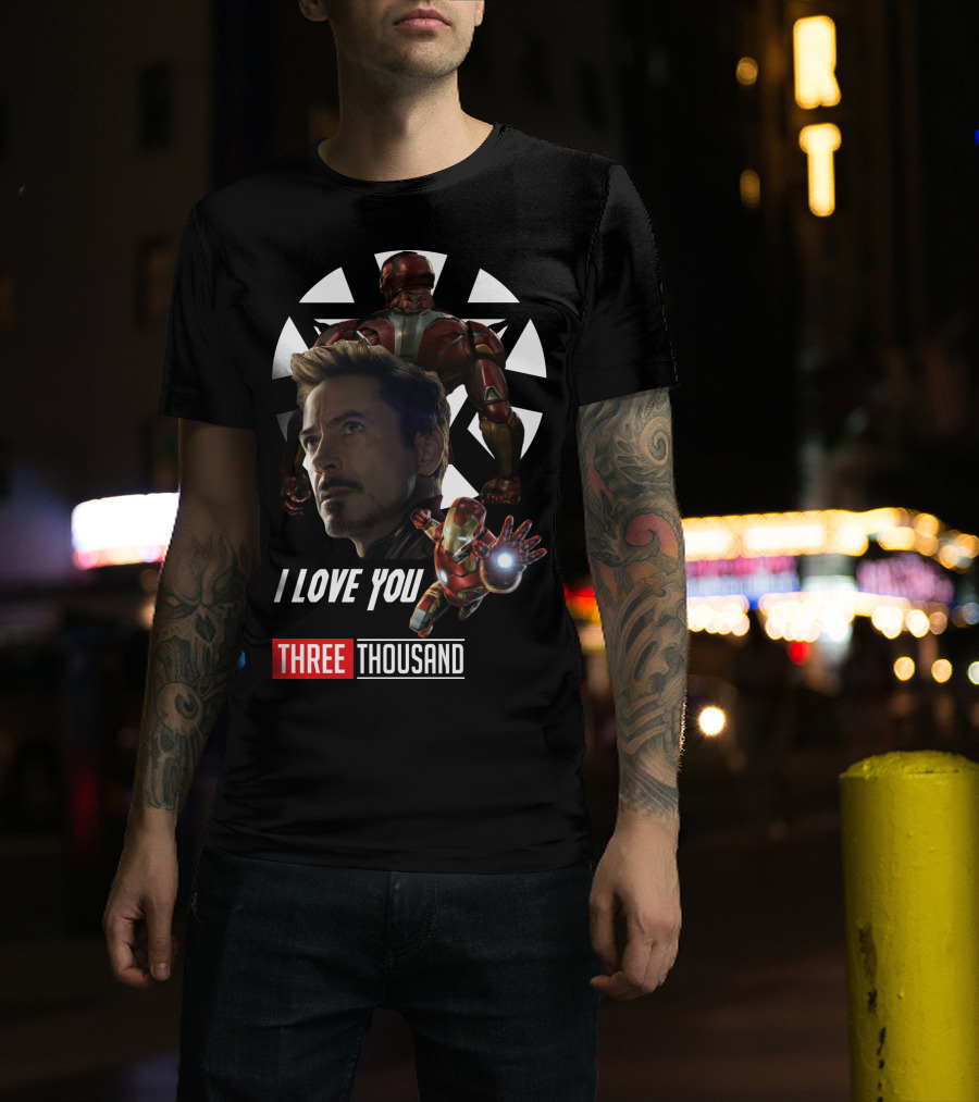 Avengers Iron Man I Love You Three Thousand Times Triangular Background T-Shirt