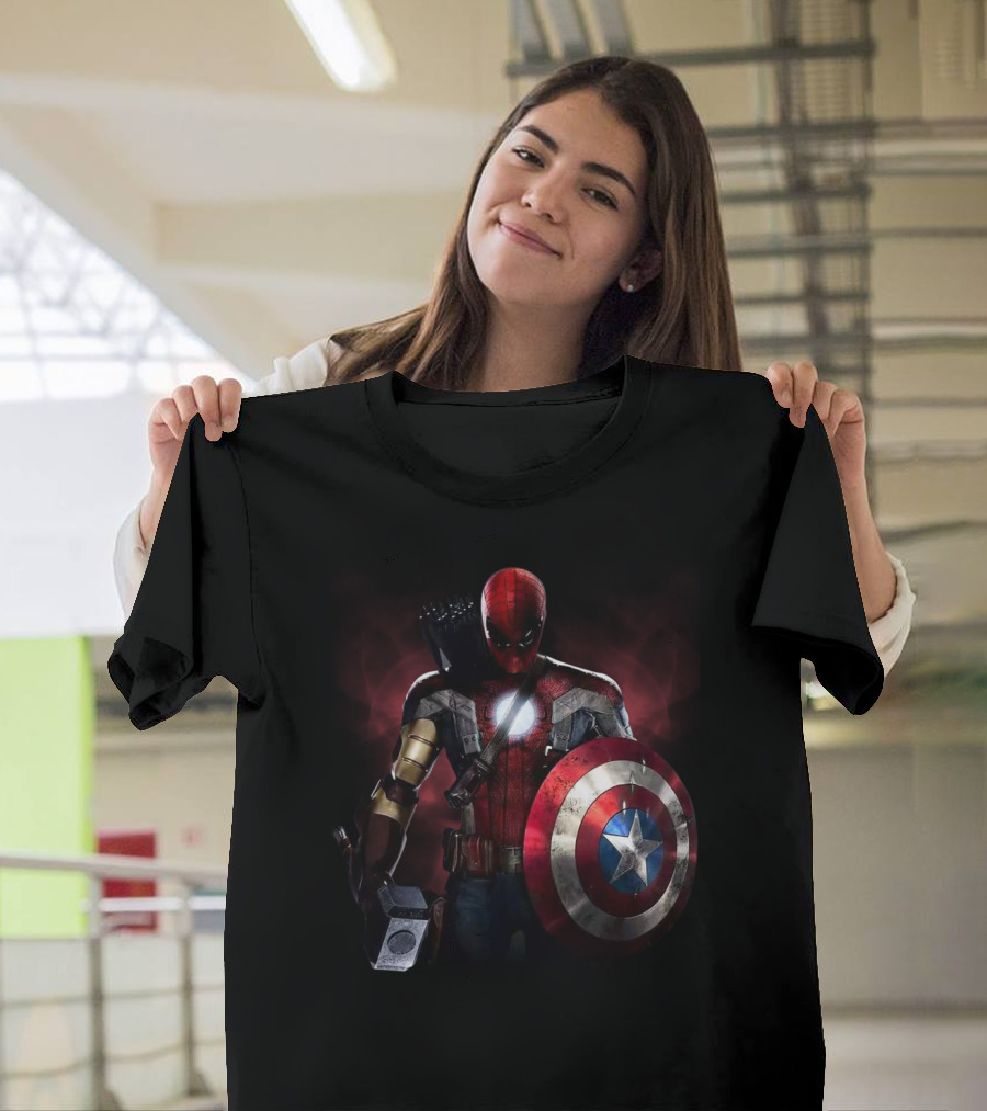 Captain America Deadpool Iron Man Spiderman Thor Hawkeye Avengers Crossover T-Shirt