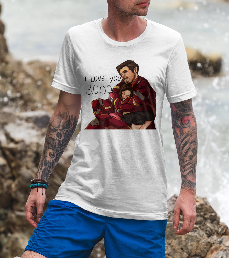 Avengers Iron Man Morgan Stark I Love You 3000 Dad Hug Marvel Reference T-Shirt