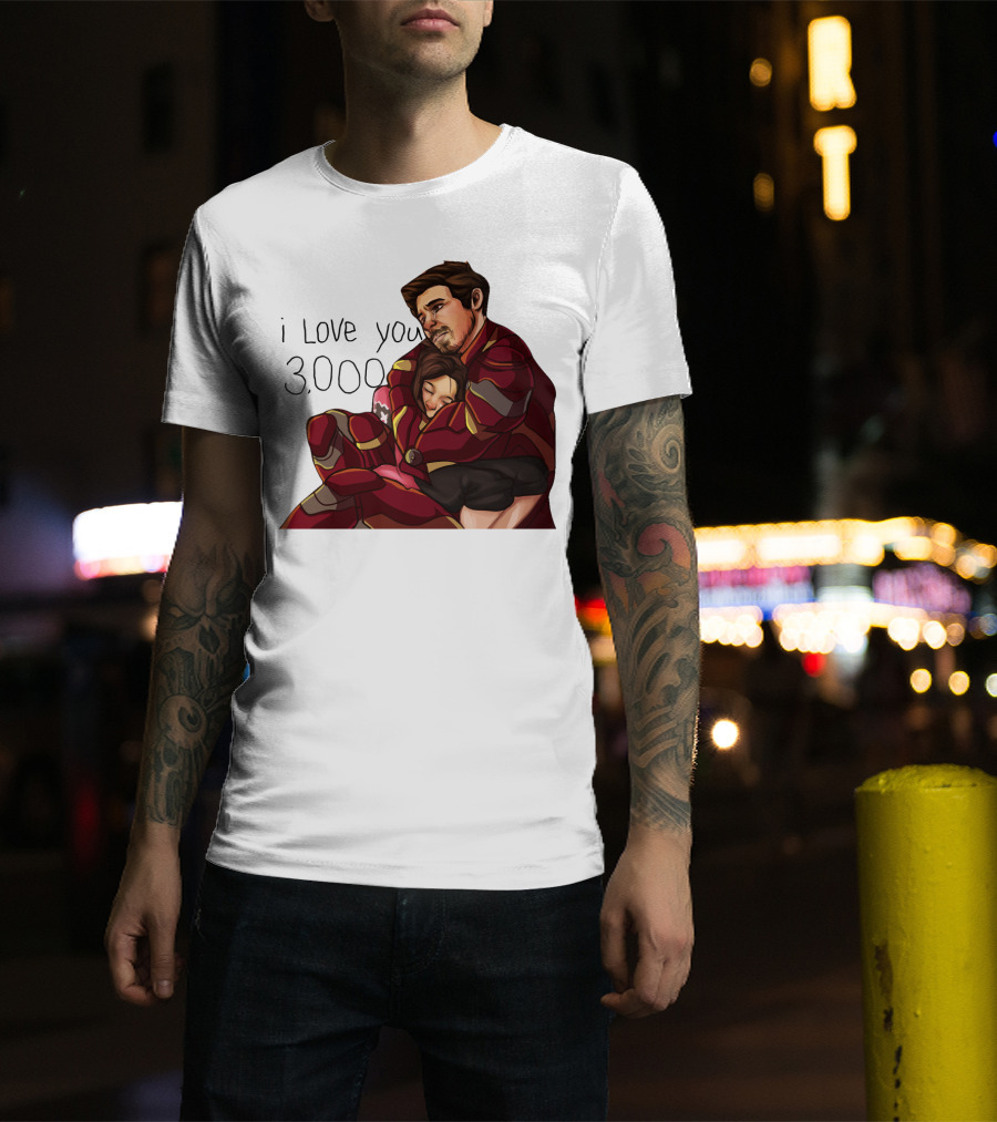 Avengers Iron Man Morgan Stark I Love You 3000 Dad Hug Marvel Reference T-Shirt
