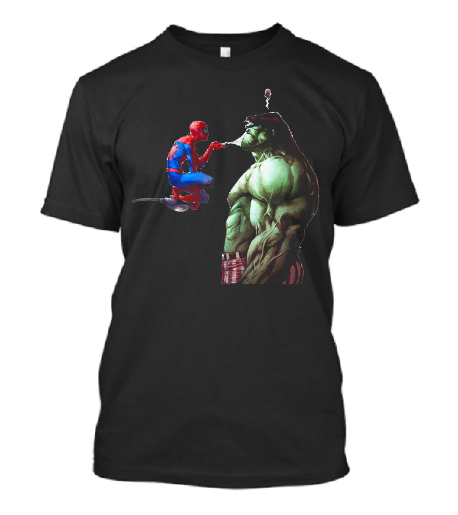 Hulk And Spiderman Coffee Confrontation Iconic Moment T-Shirt