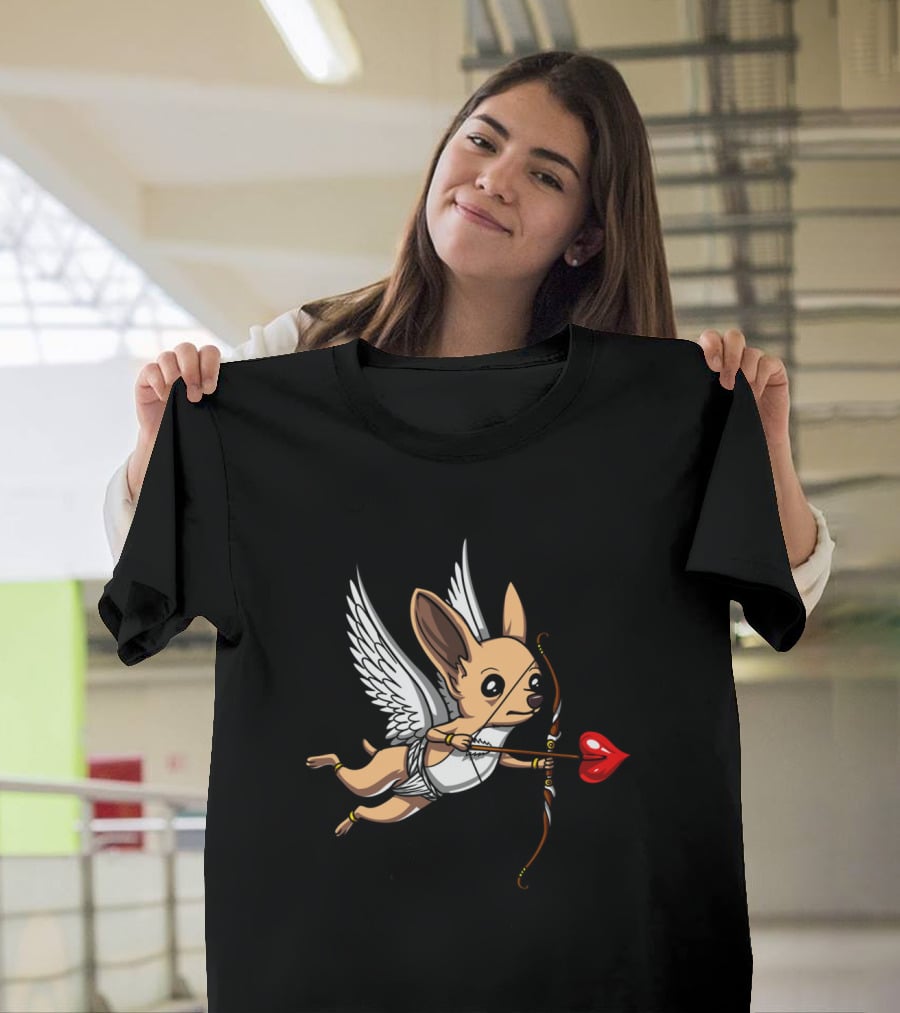 Chihuahua Cupid With Bow And Heart Arrow Wings T-Shirt
