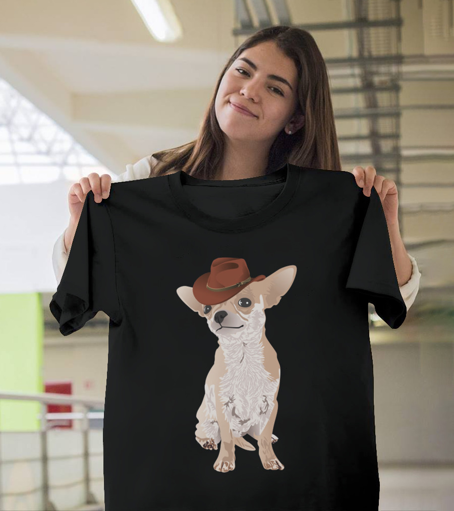 Chihuahua Cowboy With Brown Hat T-Shirt
