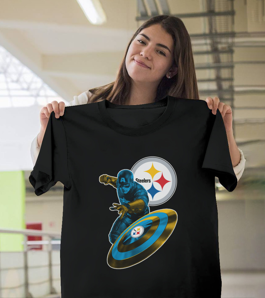 Captain America Pittsburgh Steelers Shield T-Shirt