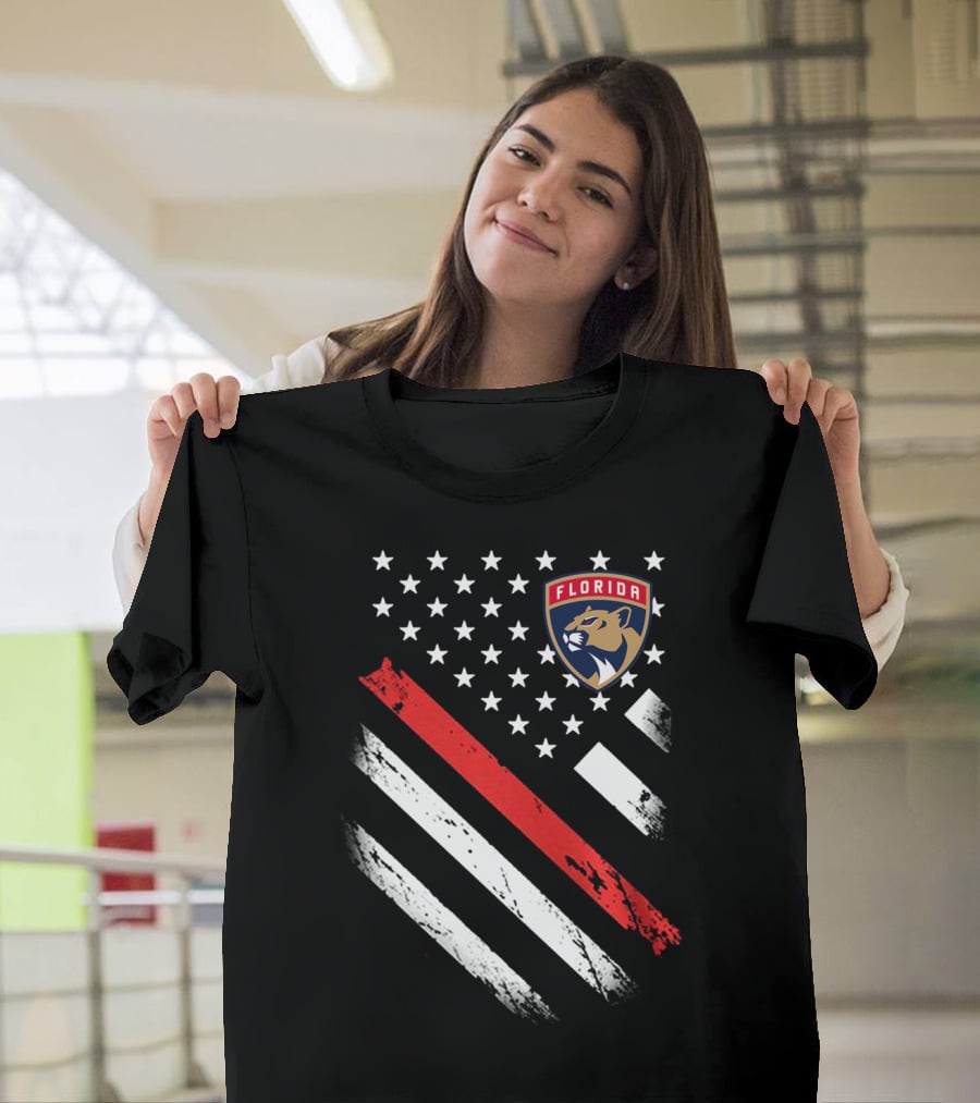 Florida Panthers American Flag Style Red Stripe T-Shirt