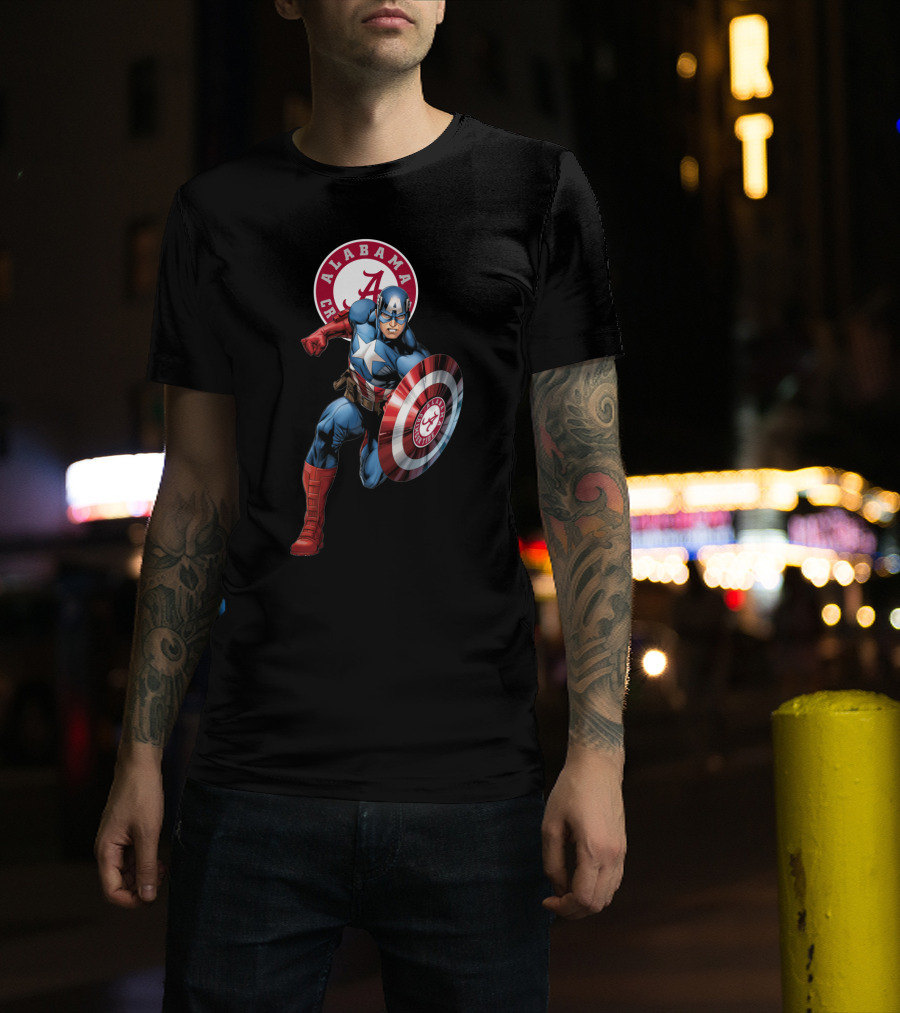 Alabama Crimson Tide Captain America Shield T-Shirt