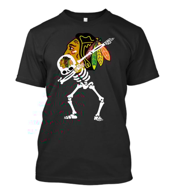Chicago Blackhawks Skeleton Hockey Stick T-Shirt