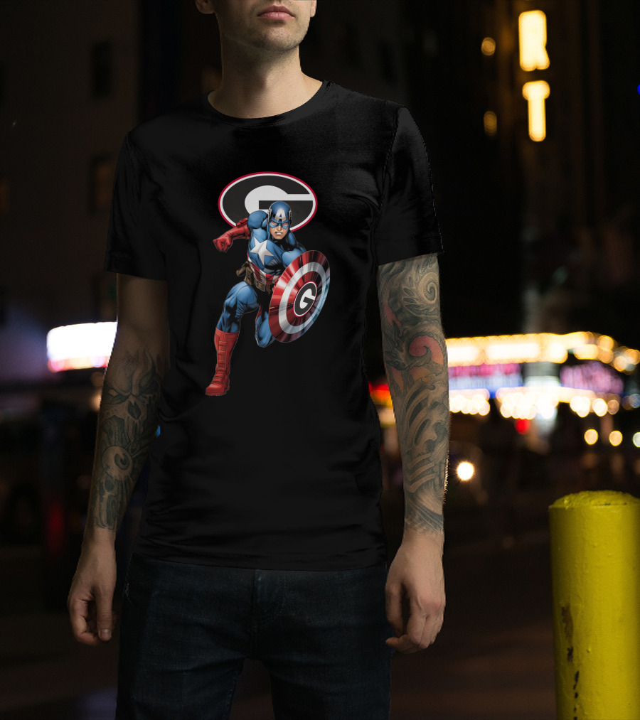 Georgia Bulldogs Football Superhero Shield T-Shirt