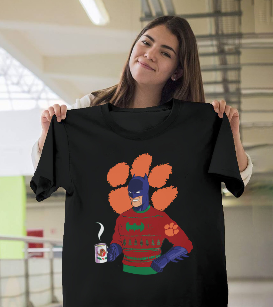 Clemson Tigers Christmas Sweater With Superhero And Holiday Mug T-Shirt