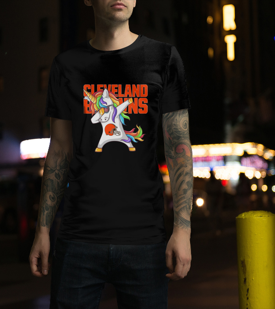 Cleveland Browns Rainbow Unicorn Football Helmet T-Shirt