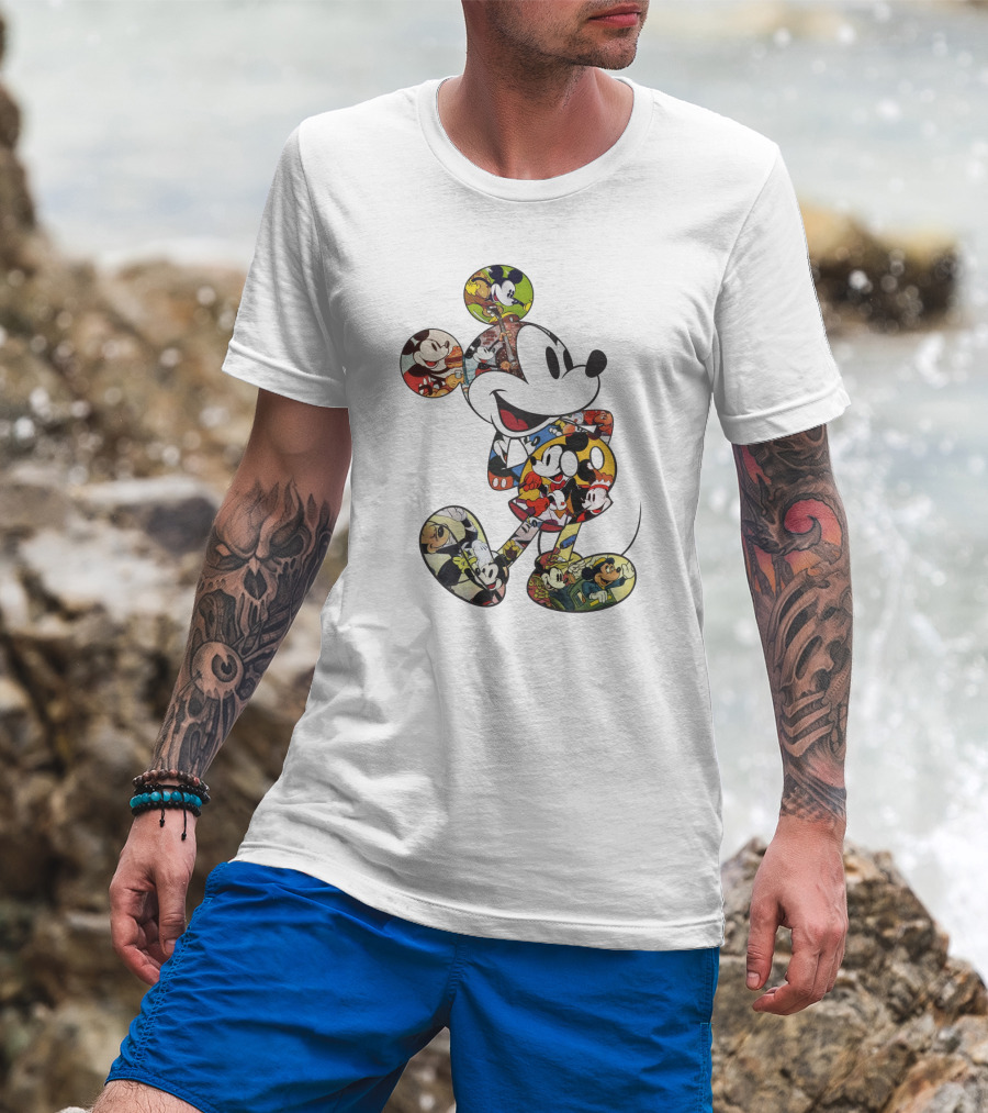 Disney Mickey Mouse Collage Vintage Comic Style T-Shirt
