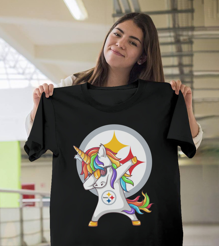 Steelers Rainbow Unicorn Dab With Pittsburgh Steelers T-Shirt