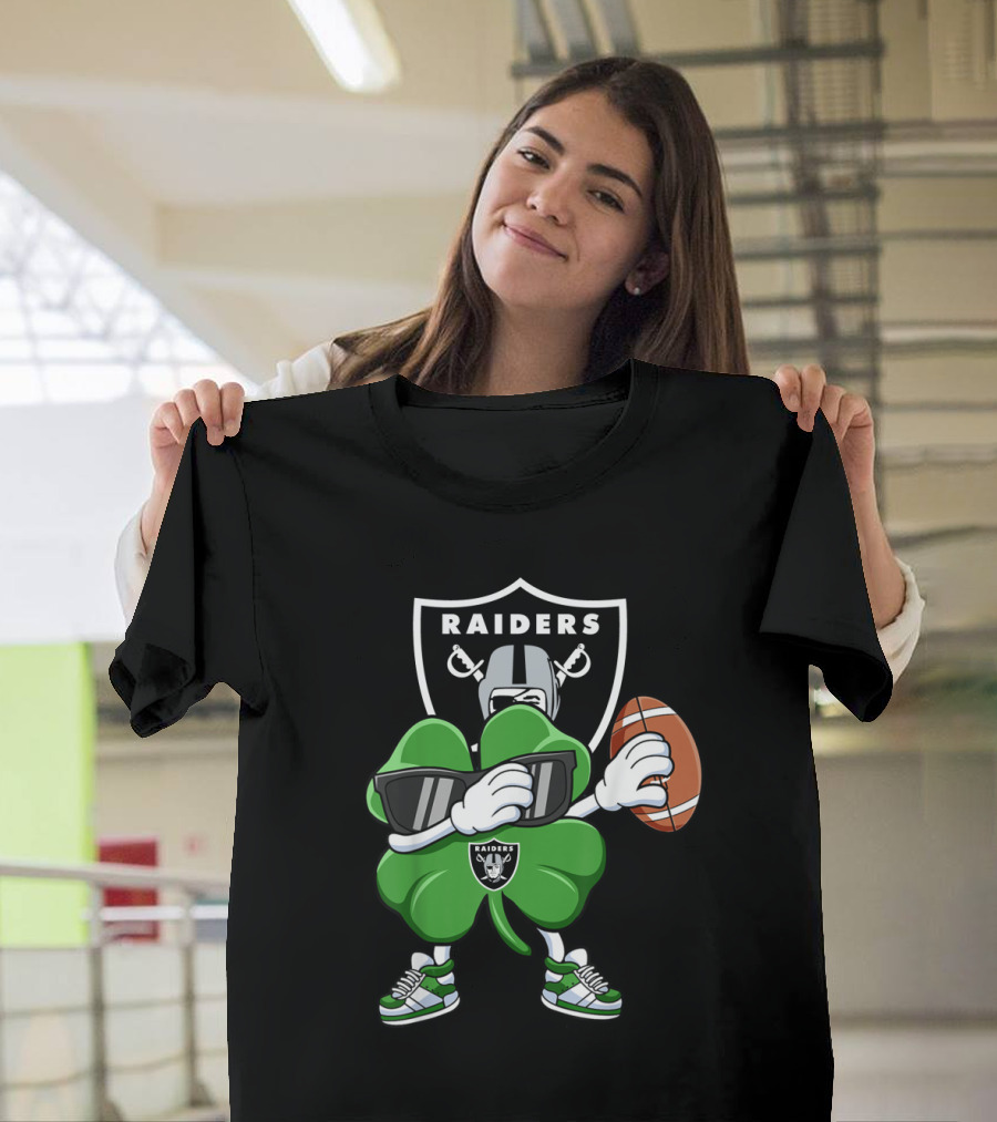 Raiders Shamrock Dabbing St. Patrick's Day Football manter T-Shirt