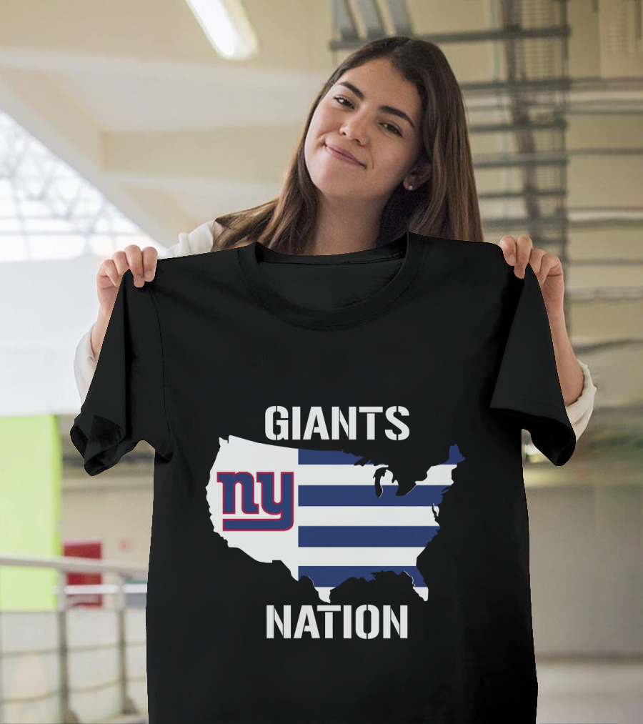 NY Giants Nation USA Map Stripes T-Shirt