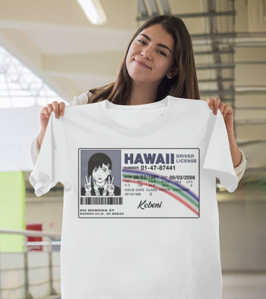 Hawaii Driver License Kobeni Illustrated Rainbow T-Shirt