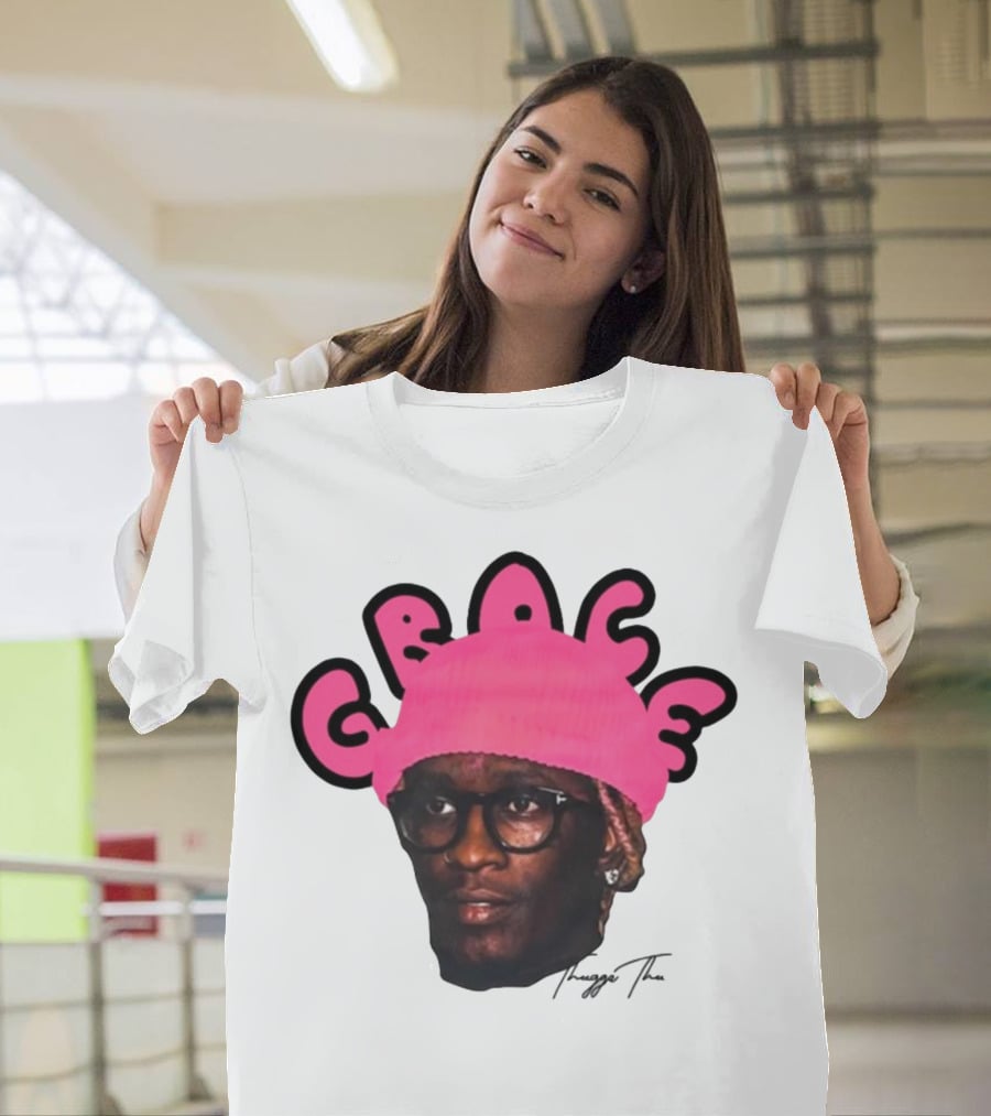 Thuggin Thuggin Grace Pink Beanie Glasses T-Shirt