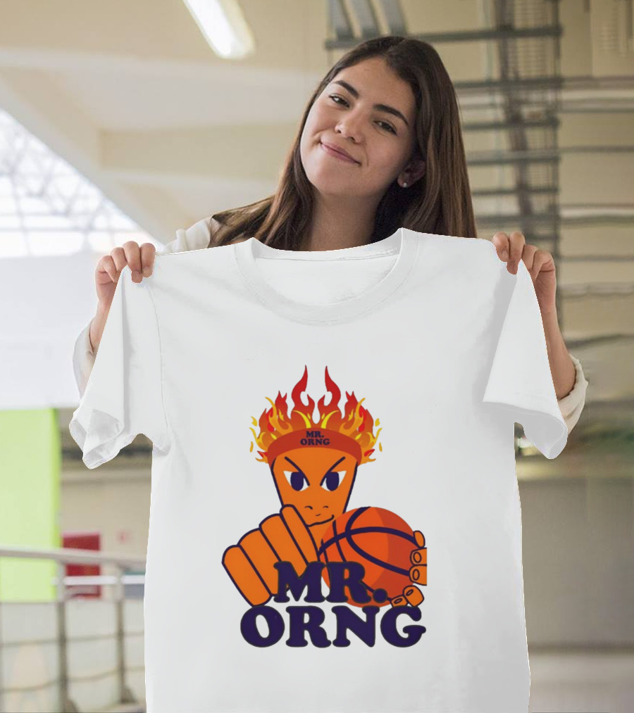 MR ORNG Basketball Flame Fist Character T-Shirt